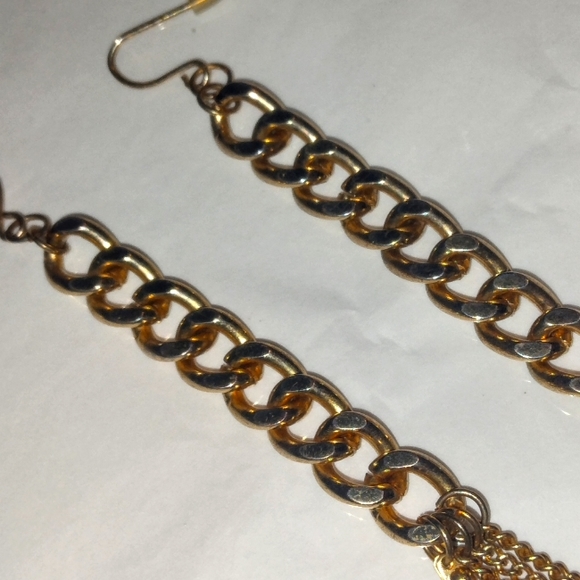 14k Gold Plated Long Dangling Earrings - Picture 3 of 5